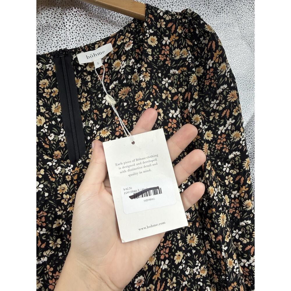 Bohme Dark Boho Floral Feminine Dainty Long Sleeve Maxi Dress Womens Small New - Picture 4 of 8